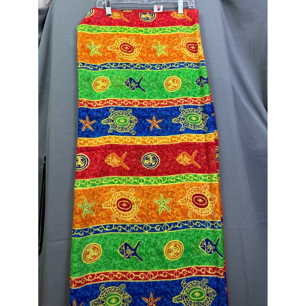 Rima Beachworld Pareo Sarong Tropical Sea Life Turtle Fish Print Wrap Multicolor